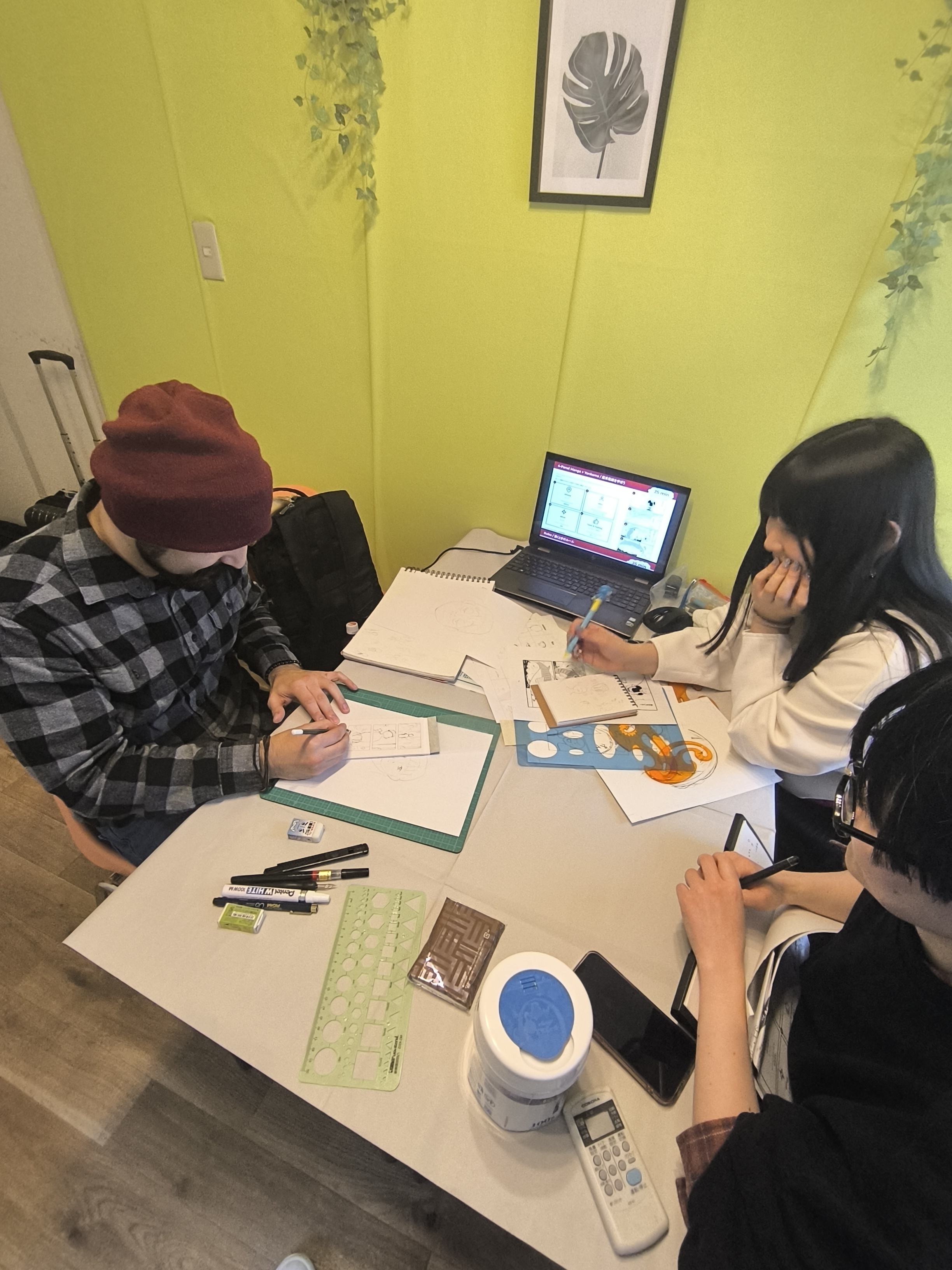 January session — participants learning professional manga inking